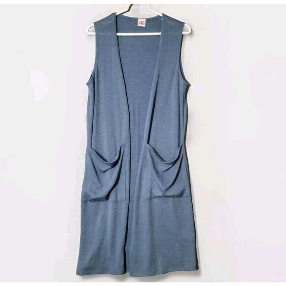 The Zig Zag Stripe Blue Duster Long Cardigan Pockets Size Small Candy Speckled - Picture 1 of 12